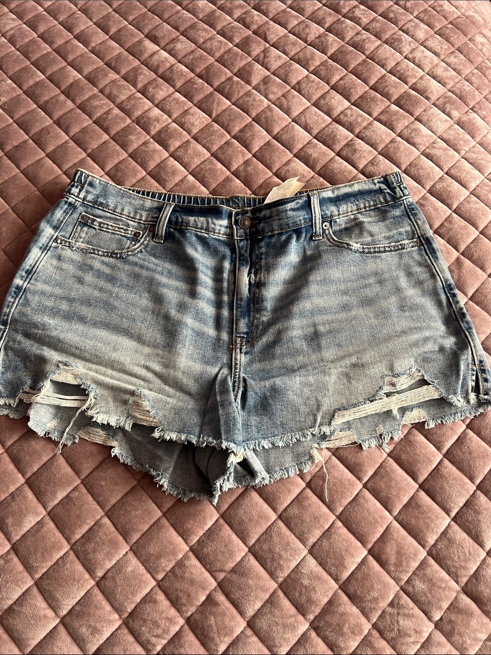 aerie Distressed Light Blue Denim Cutoff Shorts